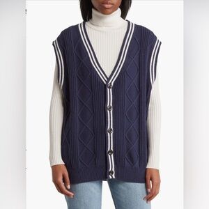 🆕 Nordstrom BP
Gender Inclusive Oversize Cable Knit Cotton Blend Vest Navy Iris